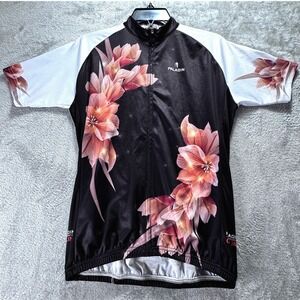 Paladin Cycling Women's Jersey XL Floral Full Zip Bike Shirt Pink Black